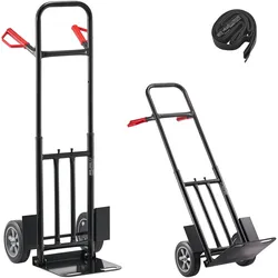 VEVOR Sackkarre, 272 kg Tragkraft, Transportkarre 480x460x1200mm, tragbarer Rollwagen mit Zurrgurt, Transportroller, Stapelkarre, Transportwagen für Hause, Büro, Lager, Supermarkt