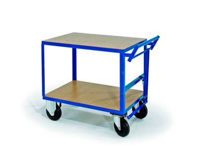 Tischwagen, 2 Ladeflächen, Totmannbremse, Tragkraft 500 kg, 1000 x 700 mm