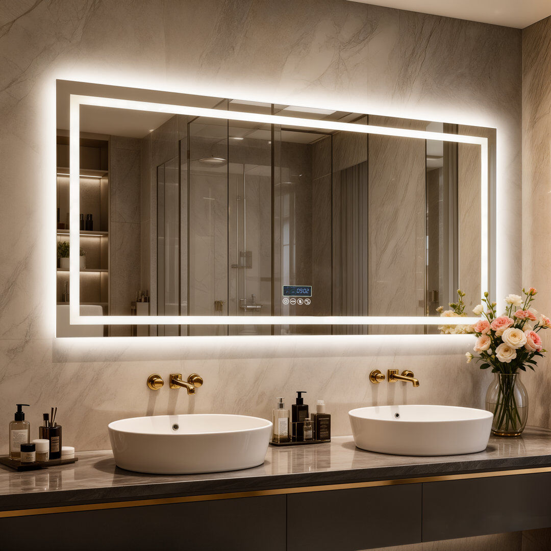 Metro Rectangle Bluetooth Led Mirror Silver 80 cm H x 140 cm W
