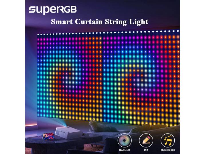 2 pièces rideaux lumineux intelligents LED RGB guirlandes lumineuses avec synchronisation de la musique APP télécommande fée lumières pour chambre fête jardin décor