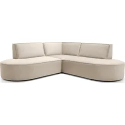 ECKSOFA Nora L-Form 3-Sitzer Universell, Samt, Beige 223/73/223 cm