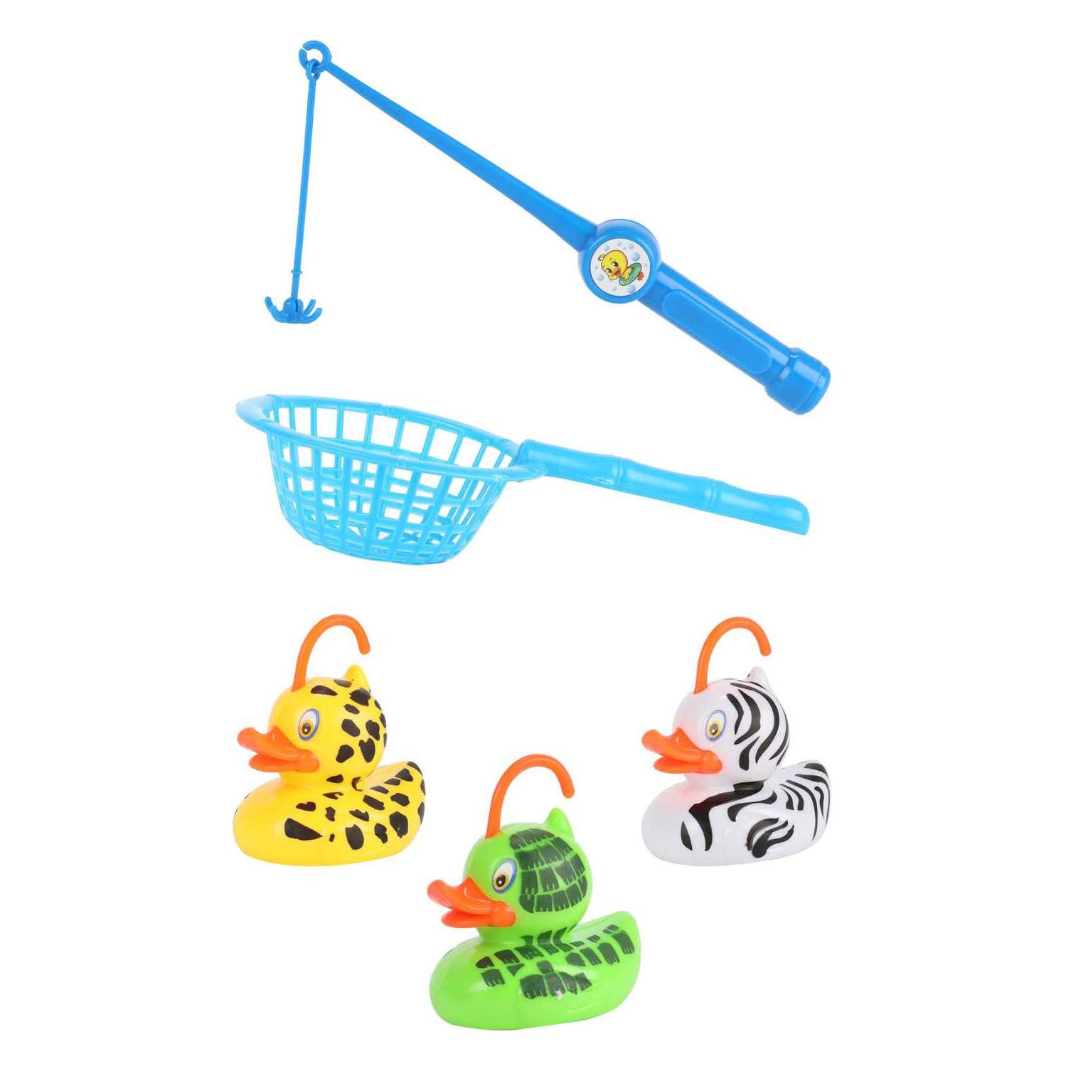Toi-Toys Angelspiel mit Enten Angel 35 cm, Netz, 3 Enten mit Magnet, ab 3 Jahren (65258A)