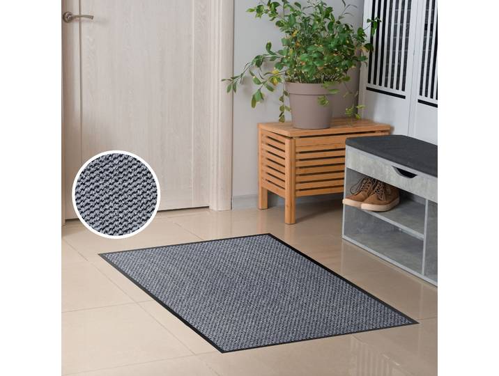 Fussmatte GOODPRODUCT Tarron, Schmutzfangmatte Indoor, für Hausflur und Eingangsbereiche , grau, B:90cm H:5mm L:150cm, Kunstfaser, Teppiche, Fussmatte, Eingangsmatte, rutschfeste Unterseite, meliert