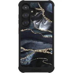 Nivocase Hülle für Samsung Galaxy S25 Stossfeste Handyhülle NIVOmax Case Schwarz Glitzer Look Marmor Trends (Samsung Galaxy S25), Smartphone Hülle, Schwarz