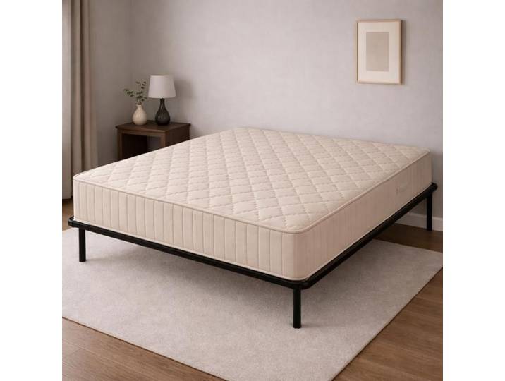 Matelas Tissu Ignifuge 140x190 + Sommier Démonté + Pieds Offerts - Hauteur 20 cm - Confort Ferme - Mousse Extrêmement Durable Poli
