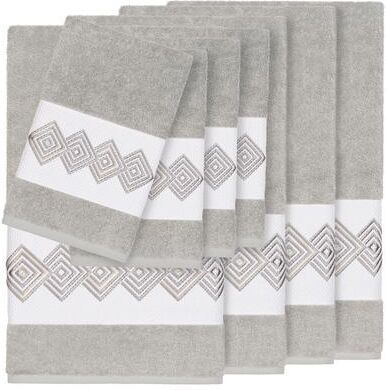 Authentic Hote and Spa Authentic Hotel and Spa Turkish Cotton Diamonds Embroidered Light Grey 8-piece Towel Set