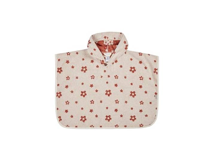 Sterntaler Poncho Bauernhof Blumen - Kinder Badeponcho aus saugfähiger Baumwolle - Badetuch Poncho mit Blumen Allovermotiv - Baby Badeponcho zum einfachen drüberziehen, ecru