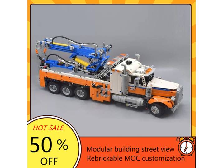 Modèle de camion de remorquage MOC robuste personnalisé de haute technologie, puzzle personnalisé, technologie, jouets d'assemblage, cadeaux d'anniversaire et de noël, 2017 pièces