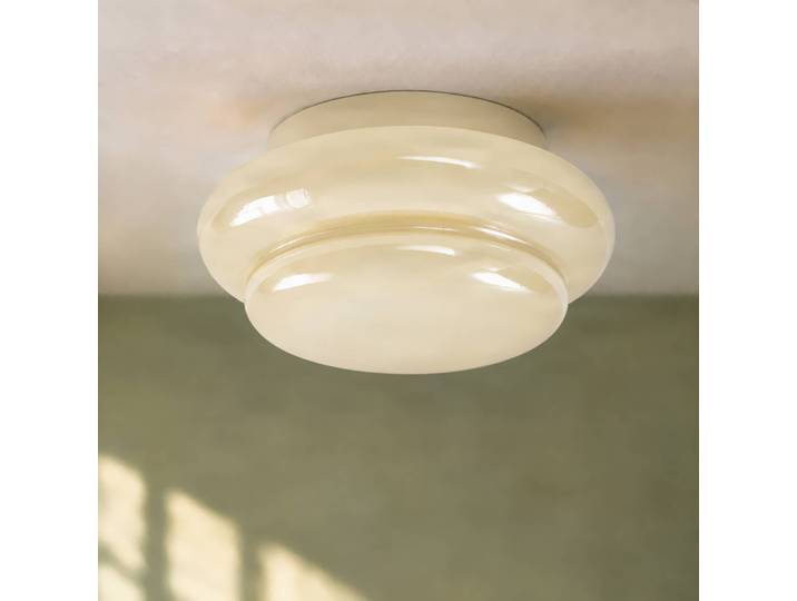 Deckenlampe Leilani Lucande, dimmbar, gelb / orange, für Wohn- / Esszimmer, Glas, Design, Deckenlampe