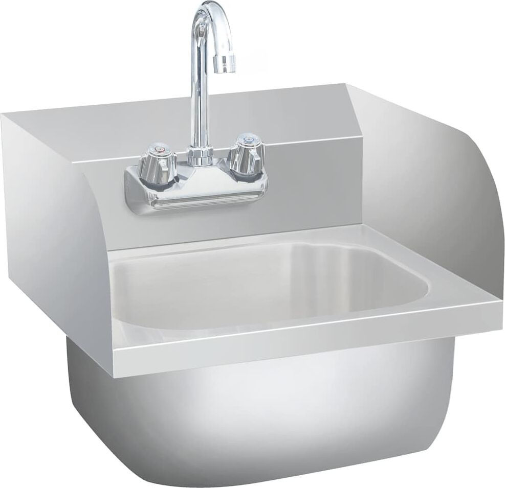 vidaXL Lavabo commercial de lavage des mains avec robinet Inox