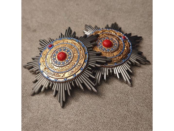 Médaille Double Dragon étoile de la dynastie Qing, alliage galvanisé, émail froid, Style broche, Collection de médailles, cadeaux, artisanat de décoration