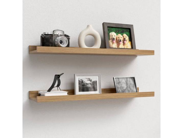 Étagères flottantes en chêne pour mur Lot de 2 Étagères flottantes en bois de 60cm Modernes pour affichage de photos décor mural