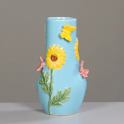 Vase (H 34 cm) - blau - H 34 cm