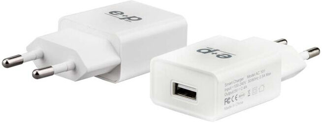 E+P Elektrik Chargeur USB simple 2 400 mA AC101 blanc (8720770)