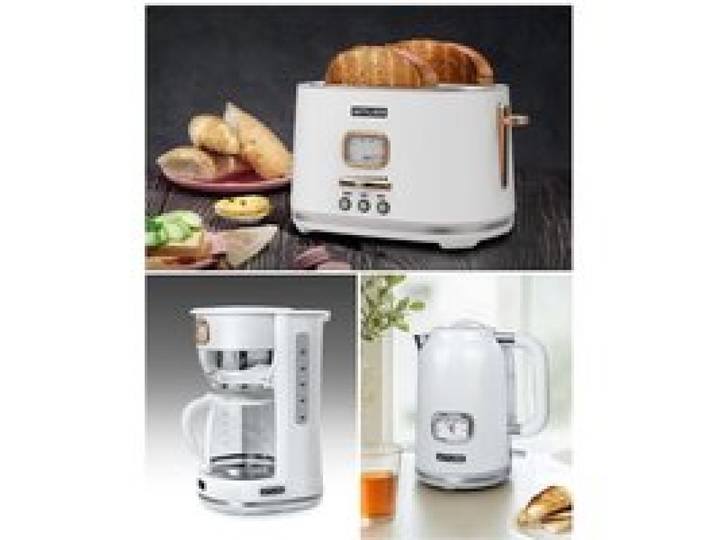 Cafetière Grille-pain Bouilloire - MUSE - Vintage - 1.4L 1.7L - 1000W 1800W - Blanc