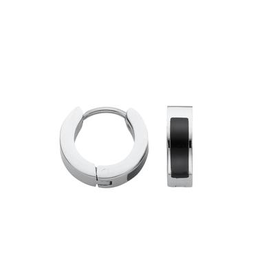 Paar Creolen FIRETTI "Schmuck Geschenk Edelstahl Ohrschmuck Ohrringe", schwarz (edelstahlfarben, schwarz), Ohrringe, Damen, 14mm, Edelstahl, Emaille