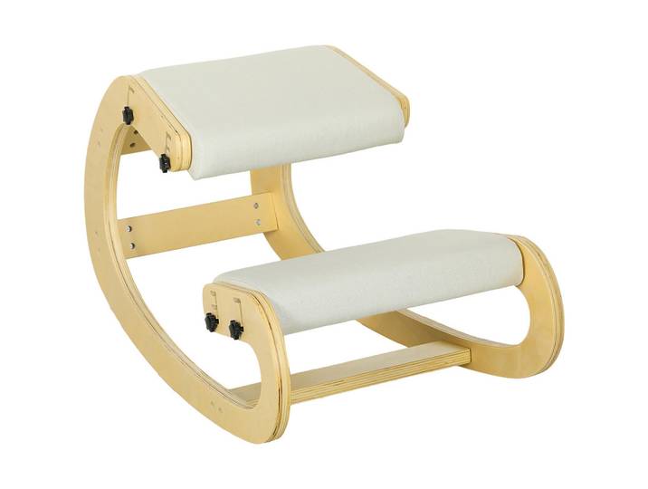 Homcom Kniestuhl Polyester Birkenholz Cremeweiß, Holz, Füllung: Schaumstoff,Schaumstoff, 55x55x85 cm, Gartenmöbel, Gartensessel, Gartenstühle