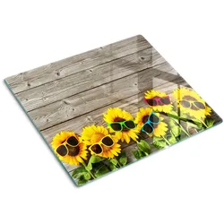 GLASPLATTE 60x52 cm Sonnenblumen