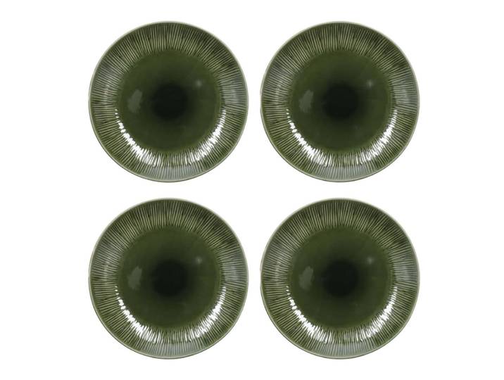 Assiettes plates en grès Jardin, lot de 4, 27cm, vert