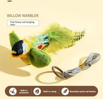Uplift Picks Interactive Realistic Bird Sound Catnip Plush Cat Toy green