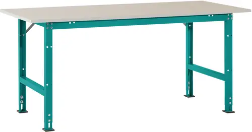 Manuflex AS0031.5021 Packtisch PACKPOOL Standard mit Melaminplatte, BxTxH = 2000 x 800 x 760-870mm Wasserblau