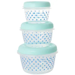 RICE Runde Vorratsdosen mit Punkten in Mint - 3er-Set, Mint Dots - Ø 18.5 x H 12 cm