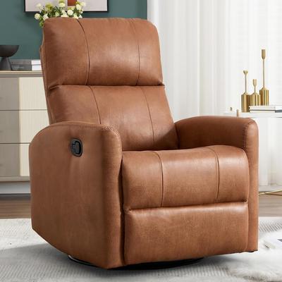 EBELLO Manual Swivel Rocker Recliner Chair 360° Swivel & 150° Recline Faux Leather Single Sofa