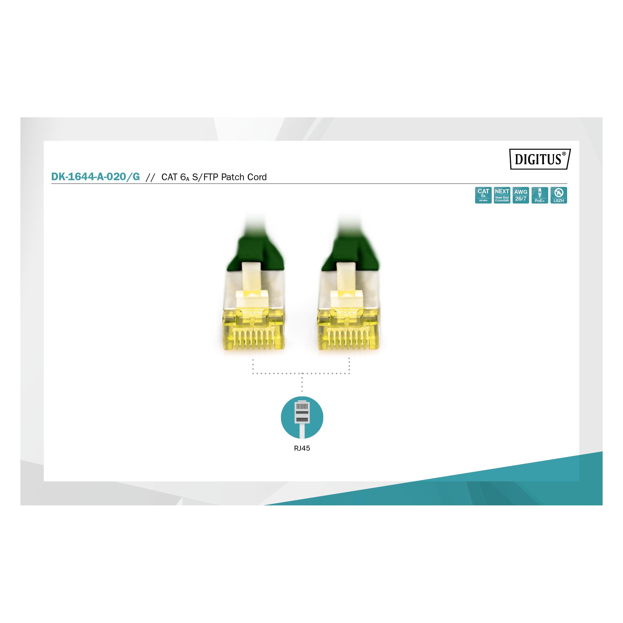 Digitus CAT 6A S/FTP Patchk.,2m,grün (S/FTP, CAT6a, 2 m) (DK-1644-A-020/G)
