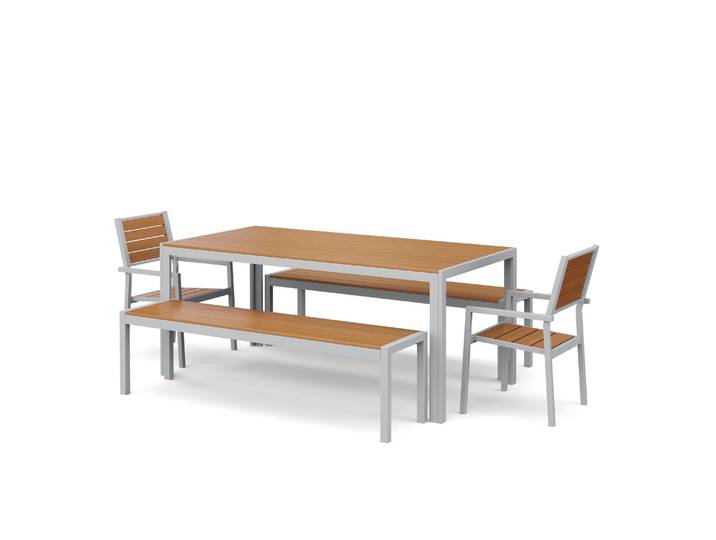 Gartenmöbel Set ZILO 2 Stühle + 2 Bänke braun