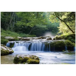 FOTOTAPETE 3D Effekt Wasserfall Wald Natur Tapete Wohnzimmer 150x105