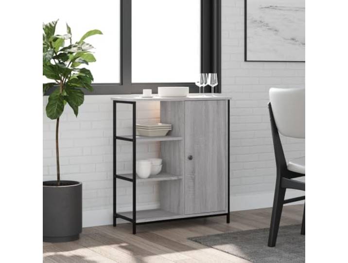 HEFZGDB Klassisches Sideboard mit Stauraum in Grau aus Holzwerkstoff für Zuhause dekorativ und praktisch, Sideboard mit verstellbaren Beinen und robuster Oberplatte für optimale Stabilität
