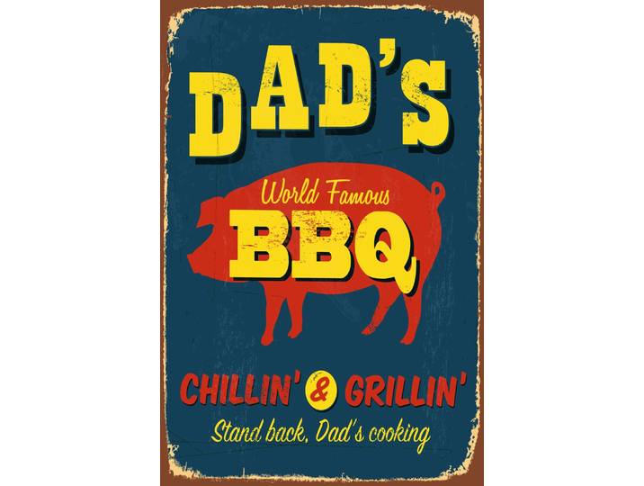Metallbild QUEENCE DAD'S BBQ , rot (farbe bild(er): rot), B:20cm H:30cm T:0,5cm, Metall, Stahl, Bilder, Metallbild, Stahlschild, Blechschild, Sprüche, Texte, witzig, Bier, Grill