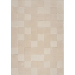 WOLLTEPPICH DEBEN, mit Schachbrettmuster, Natur, 120 x 170 cm