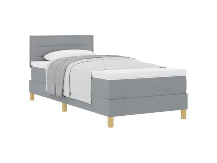 KKgypkn Boxspringbett mit Kissen Hellgrau 80 x 200 cm Stoff – Modernes Boxspringbett mit Schaumstoffmatratze, Taschenfederkern und verstellbarem Kopfteil