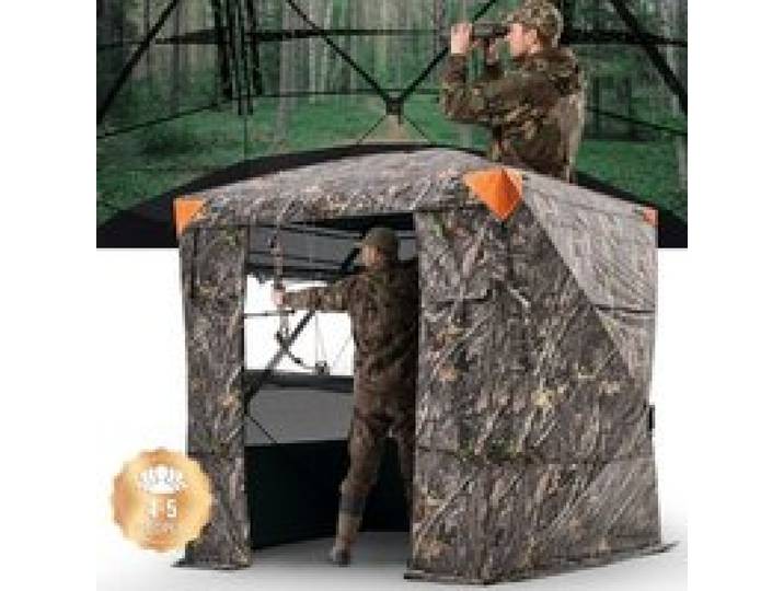 VEVOR Affût de Chasse Transparent pour 4-5 Personnes, Tente de Camouflage Portable avec Sac de Transport, Cache de Chasse à 270 Degrés, avec Porte Silencieuse et Fenêtre Magnétique, pour Chasseur