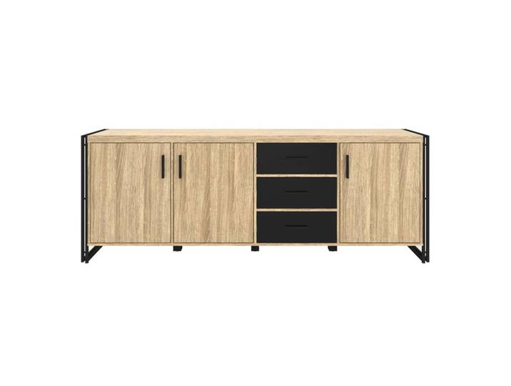 Buffet 3 portes PARKER imitation chêne et noir