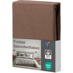 NYVI Spannbettlaken DreamScience Frottee - Warm und Kuschelig, hohe Feuchtigkeitsaufnahme, schnell trocknend - Frottier Spannbetttuch Bettlaken Farbe:nougat;Größe:140x200 - 160x200 cm