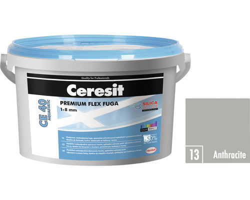 Ceresit CE 40 waterdichte voegmortel voor binnen en buiten, voegbreedte 1-8 mm, antraciet, 2 kg