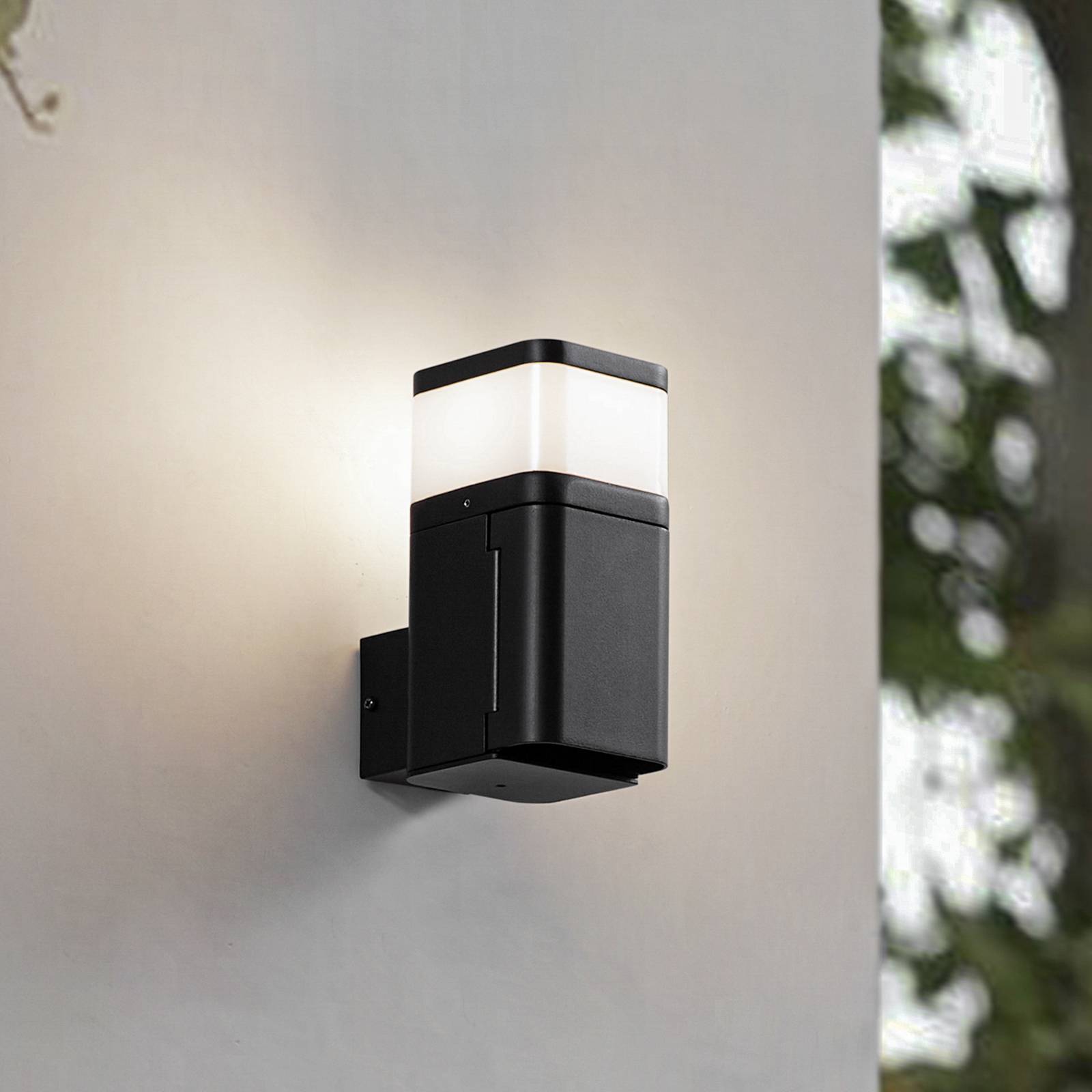 Außenwandleuchte Teyon Lindby, dimmbar, schwarz, Aluminium, Modern, Wandleuchte außen