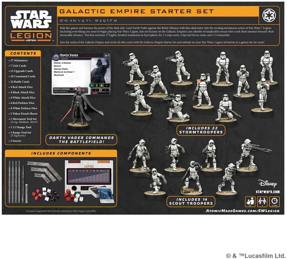 Atomic Mass Games Star Wars: Legion – Galactic Empire Starter Set for Two Players, Includes 37 Miniatures and 67 Cards