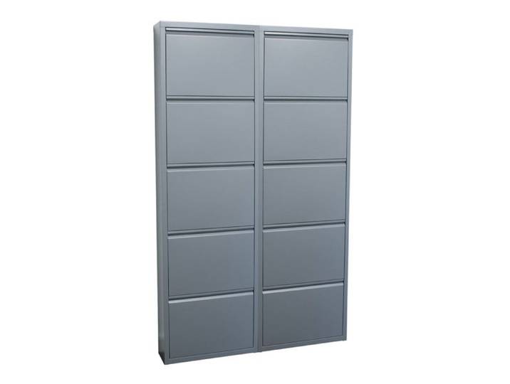 Pisa Armoire à chaussures à 10 rabats/portes en métal gris. Livré entièrement monté.