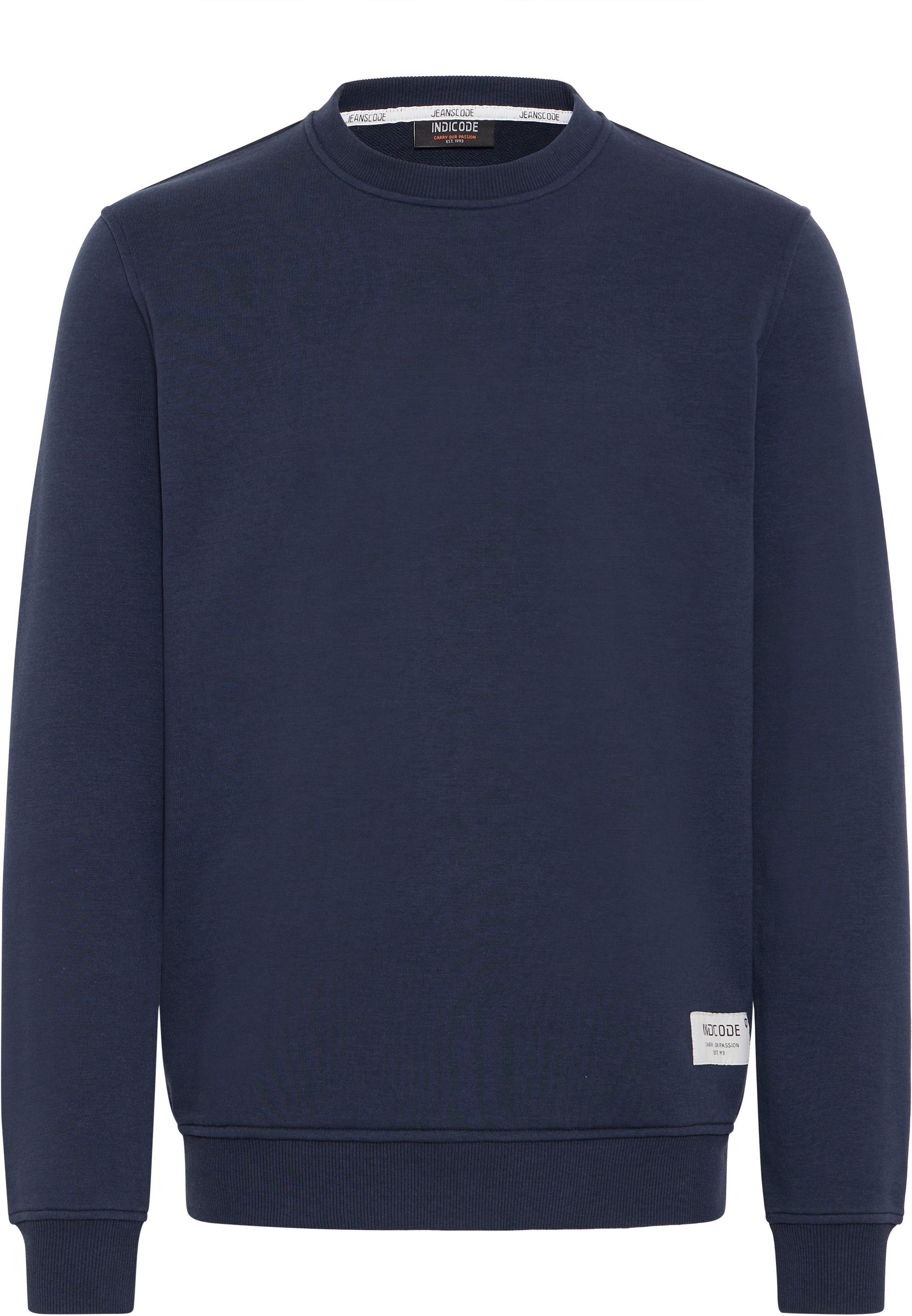 Longpullover INDICODE "Sweater IDPlaytor", Herren, Gr. M, blau (navy), Obermaterial: 60% Baumwolle CO. 40% Polyester PES., Pullover Longpullover