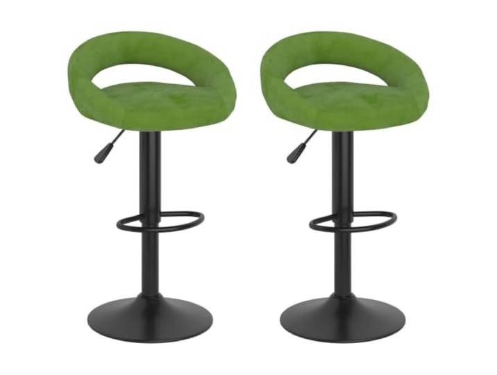 Barhocker, 2-teilig, Velours, hellgrün, mit Höhenverstellung Robuste Stahlbasis, integrierte Fußstütze, Gasheber, Tragkraft 110 kg pro Sitz