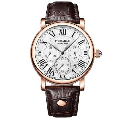 Herren Klassische Quarzuhr – Chronograph Stil Wasserdichter Lederarmband Business Freizeit Analoge Armbanduhr