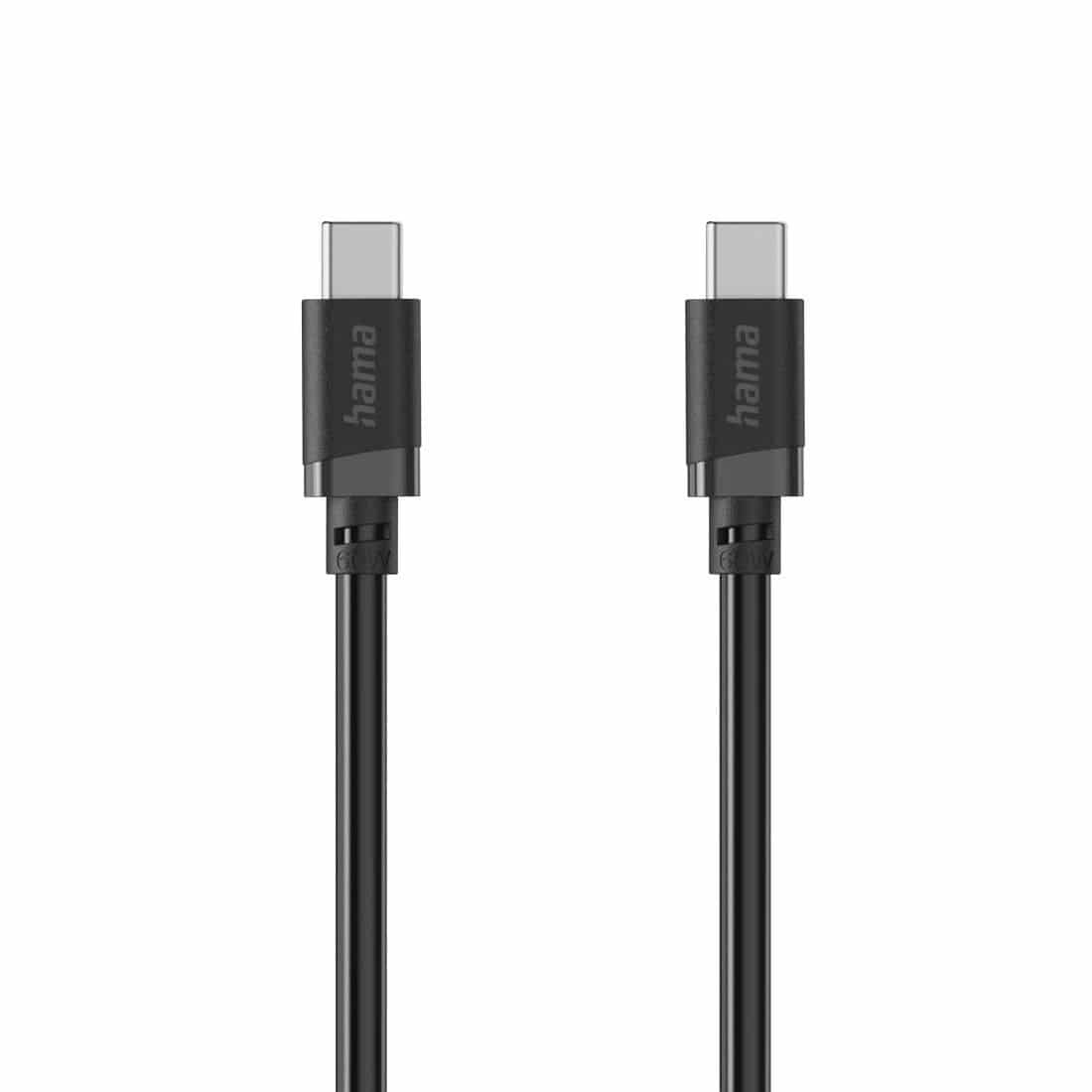 Hama 0,48 Gbit/s Stecker Rundkabel USB C auf USB C 0,5 m 201819 (Schwarz) 00201819