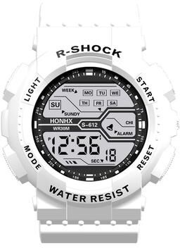 ModernMart Mens Waterproof Digital Sports Watch With LED Backlight, Alarm & Stopwatch white