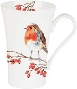 Roy Kirkham LATTE MUG 600ML-ROBIN - Set of 2, Bone China Made in England