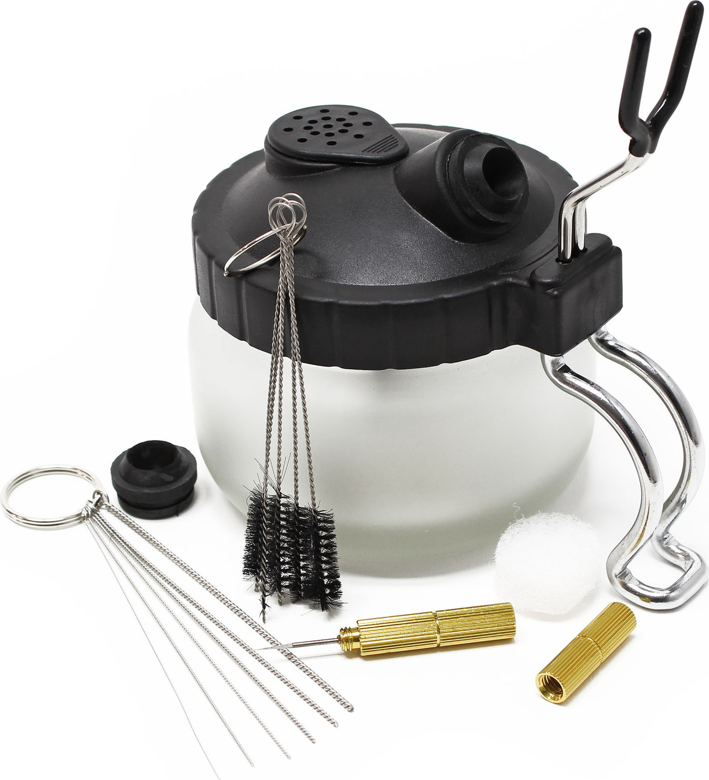 Wiltec Airbrush reinigingsset met reinigingsstation, 5 borstels en 6 naalden