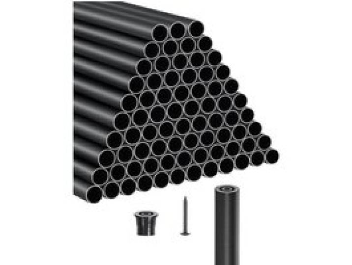 VEVOR Geländerstab, 101er-Set, φ19x813 mm Aluminium-Treppenbaluster, runder Stab, Zierstab, Hohldeckgeländer mit Geländerkappen und Schrauben für Treppen, Veranda, Terrasse, Zaun, schwarz