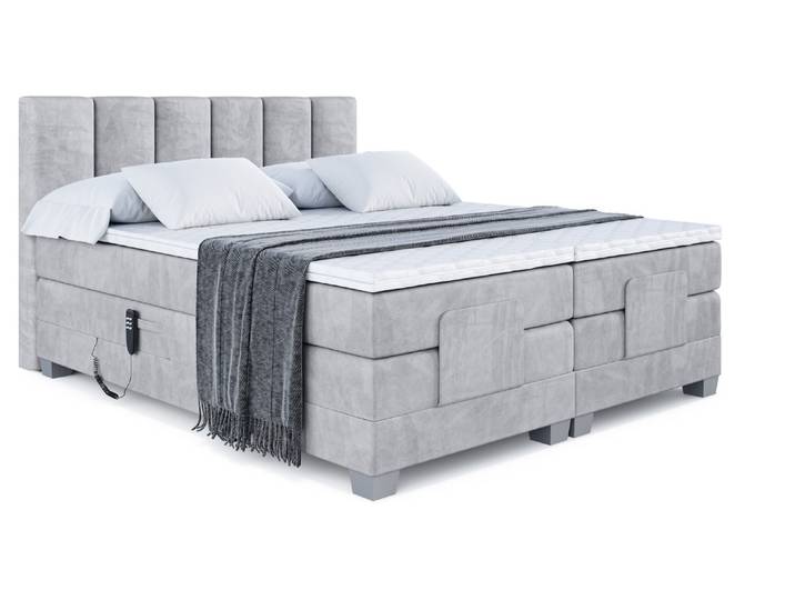 Elektrisches Boxspringbett AMEL EL 140x200 cm Hellgrau - Monolith 84